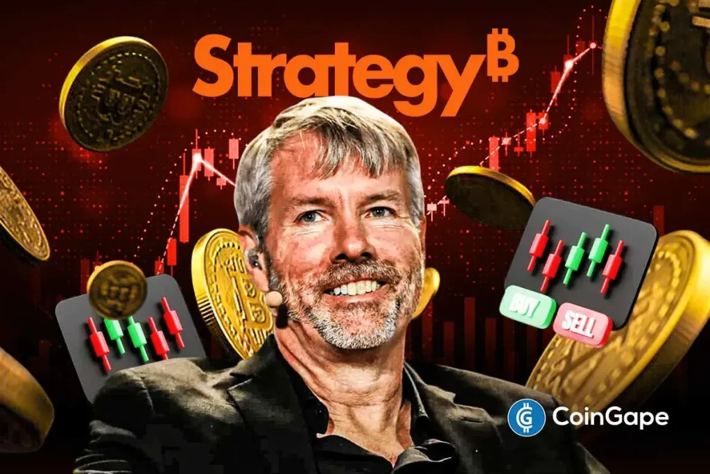 an image of Michael Saylor and Strategy logo