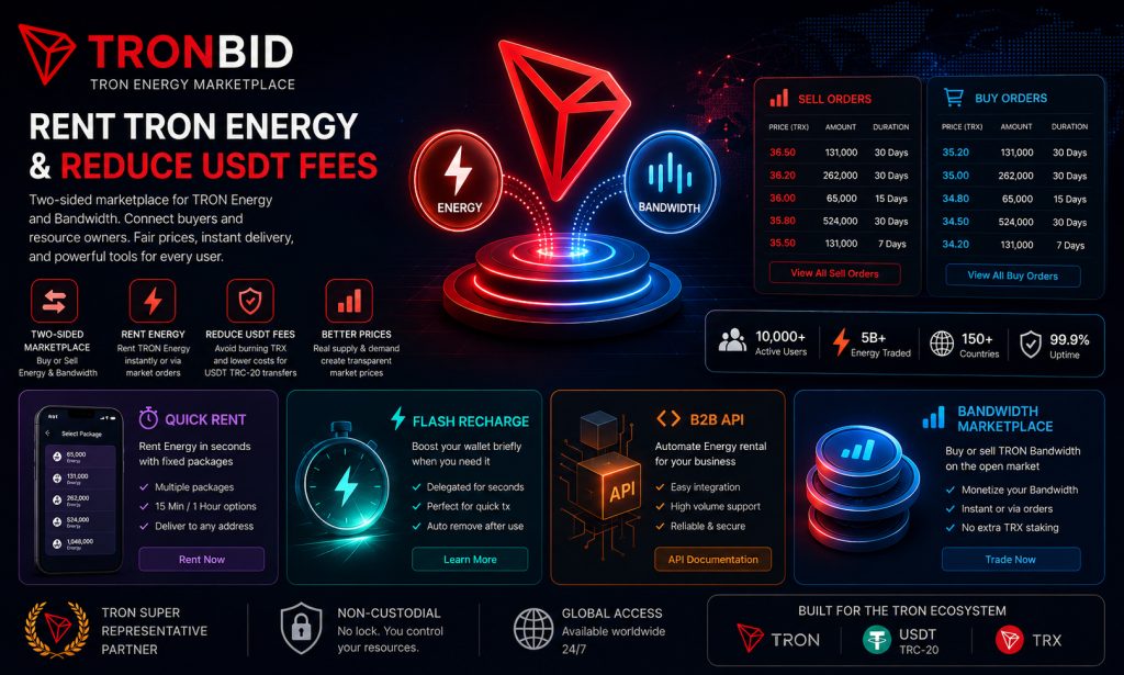 Rent TRON Energy and Reduce USDT Fees : TronBid Expands Marketplace Rent TRON Energy and Reduce USDT Fees : TronBid Expands Marketplace